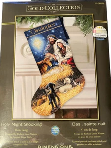DIMENSIONS THE GOLD COLLECTION HOLY FAMILY CHRISTMAS STOCKING CROSS STITCH KIT - Picture 1 of 9