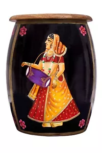 HAND PAINTED MUSICIAN TRIBAL IRON STOOL / MUDDA / TABLE DECOR FOR HOME OFFICE - Picture 1 of 1
