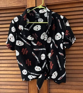 Camisa para mujer VIERNES 13 con botones Campamento Crystal Lake HORROR XXL 2XL - Imagen 1 de 4