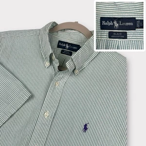 Vintage 90er Polo Ralph Lauren Blake Hemd L grün Seersucker gestreift Kurzarm - Bild 1 von 10