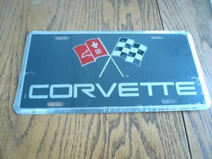 CHEVROLET CORVETTE  FLAGS  3D EMBOSSED METAL NOVELTY PLATE - LICENSED GM - Picture 1 of 3
