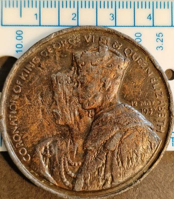 1937 Coronation of KING GEORGE VI United British Empire MEDALLION - Copper? - Image 1 of 2