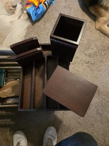 Neues Silberbesteck Tablett und Tischaccessoires aus Holz. Nie benutzt (4 Stück) - Bild 1 von 4