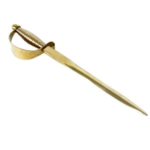 Solid Brass Officers Sword or Pirate Cutlass Shaped Letter Opener Desk Accessory - Picture 1 of 2