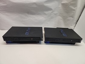 Lot Of 2 BROKEN Sony PS2 Fat Consoles Parts Repair Bundle Powers On