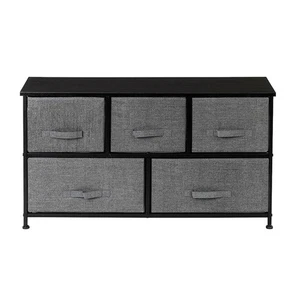 Grey 2-Tier Closet Dresser, 5 Fabric Drawers, Metal Frame, 39.4"x11.4"x21.7" - Picture 1 of 8