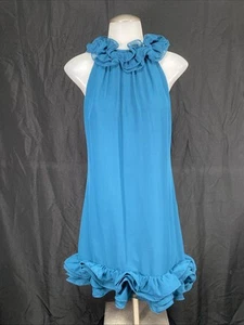Ted Baker London Women's Julieta Frill Neckline Dress Teal Blue Size 1 US 4/UK 8 - Picture 1 of 9