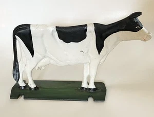 Holstein Cow Cast Iron Black & White Heavy Door Stop Figurine, 8” x 12” - Bild 1 von 3