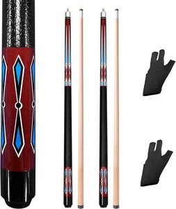 Set of 2 Pool Cue Stick,58" 2 Piece Maple Billiard Cue Stick - Picture 1 of 11