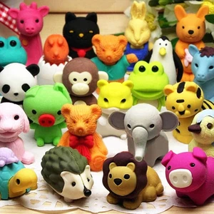 60Pcs Animal Erasers Desk Pets for Kids Animal Pencil Erasers Bulk Puzzle Eraser - Picture 1 of 9