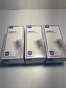 Lot of 3 Medline UNNA-Z Stretch Zinc Paste Bandage 4"x10yds W/Calamine NEW - Picture 1 of 3