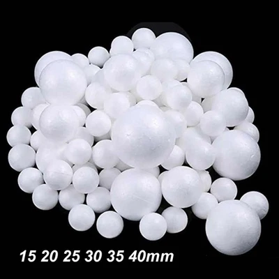 White Foam Polystyrene Balls Dia 15 20 25 30 35 40mm for Kids Art & Modelling - Image 1 of 4