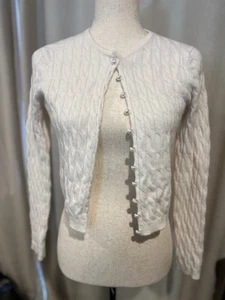 magaschoni 100 cashmere Sweater Pearl Button Ivory Color Medium - Picture 1 of 12