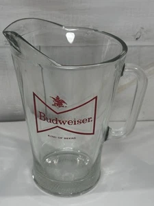 Vintage Budweiser Glass Large Beer Pitcher (Heavy Duty) Small Chip In Rim - Picture 1 of 11