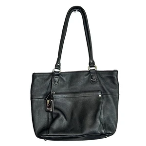 Tignanello Tasche schwarz Leder Handtasche mit Taschenanhänger - Bild 1 von 5