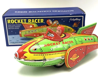 Nuevo en caja Schylling Collector Series Rocket Racer Friction Power Tin Cohete Nave Espacio Foto 1 de 4