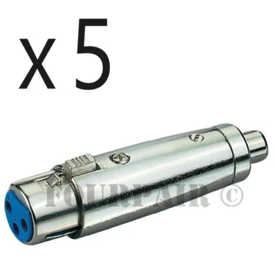 5 Pack Lot - 3-Pin XLR Female to RCA Jack Audio Cable Microphone Mic DJ Adapter - Image 1 of 2