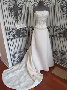 P11W CASABLANCA 1835 SZ 14 $1199 PLEATED BEADED SATIN FORMAL GOWN DRESS - Picture 1 of 18