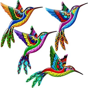 Metal Outdoor Wall Art Decor,3D Colorful Garden Birds Sculpture Outdoor Iron Han - Picture 1 of 2