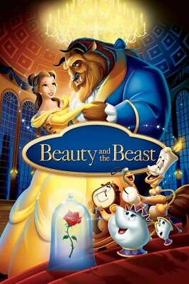 1991 Walt Disneys Beauty And The Beast Movie Poster Print Belle Be Our Guest 🍿