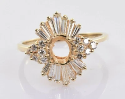 Diamond Semi Mount Ring 14k Yellow Gold 1.27 Carats Size 10.5 - 5.5x4.5mm Oval - Image 1 of 4