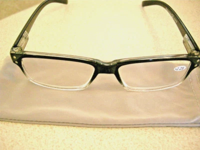 Gafas de lectura JM New York + 2,25 lectores de mangano Joy con bisagras de resorte NEGRO BRILLANTE Foto 1 de 4