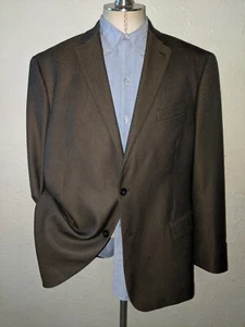 48L Brown Orange Geometric Broken Check Textured Tweed Blazer Jacket Sport Coat - Picture 1 of 5