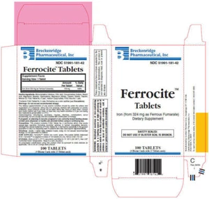 Breckenridge Ferrocite Tab (324mg Iron as Ferrous Fumarate) 100ct - Picture 1 of 1