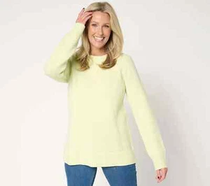 Joan Rivers Popcorn Stitch Crewneck Long Sleeve Sweater-Pistachio-2X A676539 NEW - Picture 1 of 3