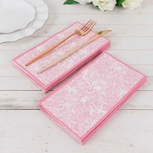 25 PINK Dinner Paper Napkins with Vintage Floral Print Party Event Decorations - Picture 1 of 8