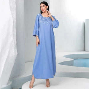 Mujeres Musulmanas Vestido Largo Abaya Dubai Caftán Modesto Bata Islámica Baile de graduación Vestido Noche - Imagen 1 de 17