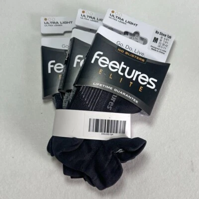 3 Pairs Feetures Women's Elite Ultra Light No Show Tab Socks Black Size M - Image 1 of 4