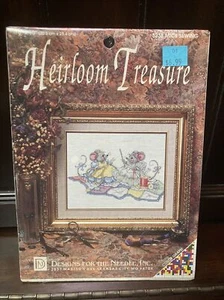 Vintage Heirloom Treasure #5238 MICE SEWING Cross Stitch Kit 8" x 10" Sealed NOS - Picture 1 of 13