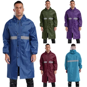 Mens Jacket Running Hooded Waterproof Raincoat Camping Coats Front Zipper Tops - Picture 1 of 57