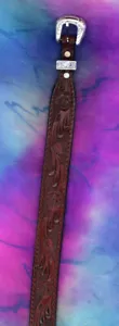 Western Leather Hatband Hand Stamped HAT BAND W/Buckle 3/4" Wide - Picture 1 of 3