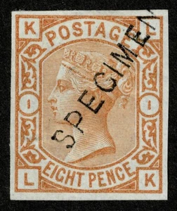 1876 8d Orange SG 156 Pl 1 LK Imperf Colour Trial Very Fine Mint Cat. £425.00 - Picture 1 of 1