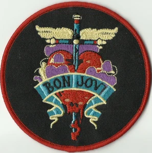 BON JOVI heart & dagger circular - WOVEN SEW/IRON ON PATCH - Picture 1 of 3