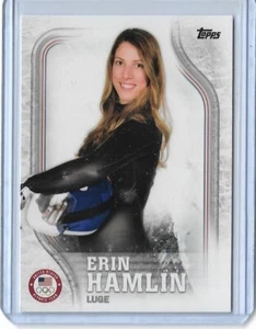 SWEET 2018 TOPPS OLYMPICS ERIN HAMLIN LUGE CARD #USA-25 ~ USA FLAG BEARER - Bild 1 von 2