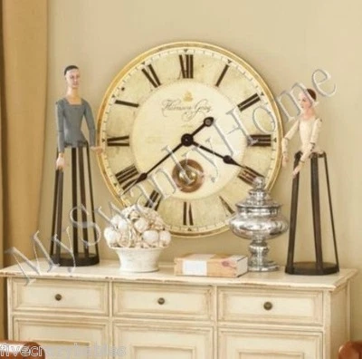 Large Gray Wall Pendulum Clock 23" Roman Numerals Traditional Classic - Image 1 of 4