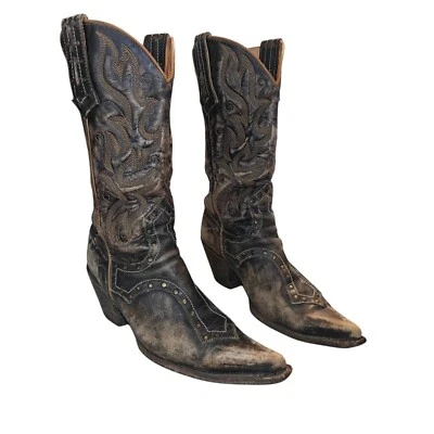 Damas Stetson Marrón Cuero Envejecido Tachuelas Western Botas Vaqueras Talla 9 Foto 1 de 4