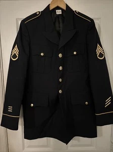Male Army Service Uniform ASU Dress Blue Enlisted Coat Jacket 37 Long Classic - Picture 1 of 7