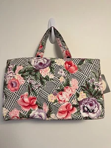 Vtg Christian Dior Travel Toiletry Kit Case Floral & Houndstooth Print NOS BNWT - Picture 1 of 20