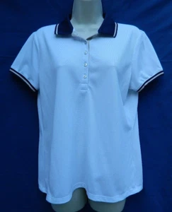 Polo da golf Izod da donna taglia large manica corta bianca con blu/marrone piccole macchie - Foto 1 di 13