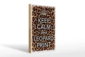 Holzschild Spruch 20x30 cm Keep Calm love leopard print Deko Schild wooden sign - Photo 1 sur 5