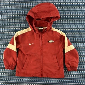 Arkansas Razorbacks Nike Windbreaker Boys 2T Red Full Zip Hooded SEC NCAA #7026 - Picture 1 of 8