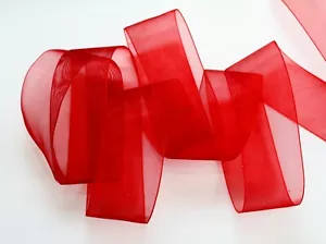 JASDEE Double Face Organza Ribbon By Yard Width 1/2", 3/4", 1", 1-1/2", 2" Inch - Picture 1 of 22
