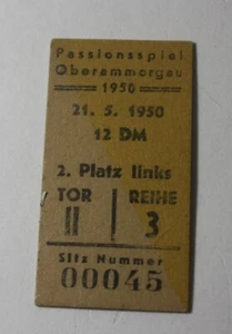 Passion Play Ticket Stub 1950 Germany Oberammergau - Imagen 1 de 4
