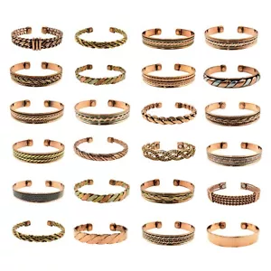 2 Pack of Copper Magnetic Bracelet for Arthritis Pain Therapy Energy Cuff Bangle - Picture 1 of 26