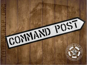 PANNEAU BOIS CAMPEMENT US 60X10CM DIRECTION COMMAND POST  .. jeep willys ww2 - Imagen 1 de 4