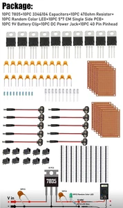 10 SET  L7805CV Voltage Regulator 5V 1.5A TO-220 with Capacitor+Resistor+LED KIT - Picture 1 of 2